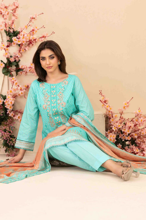 Tawakkal Digital Printed Embroidered Lawn Suit D-3410