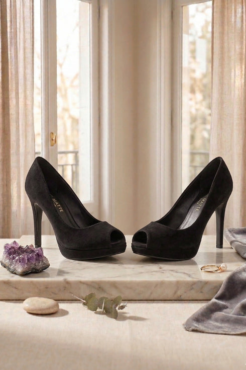Black Suede Heel 12926