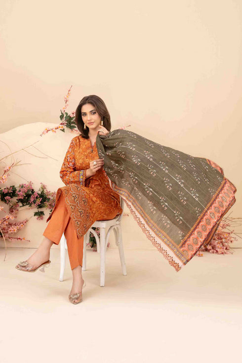 Tawakkal Digital Printed Embroidered Lawn Suit D-3409