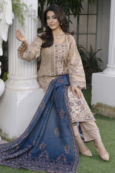 Soni Embroidered Dhanak 3 Piece Suit SD-15