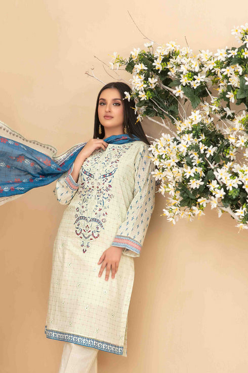 Tawakkal Digital Printed Embroidered Lawn Suit D-3408