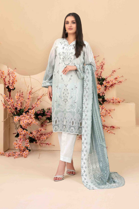 Tawakkal Digital Printed Embroidered Lawn Suit D-3407
