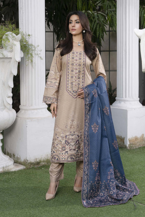 Soni Embroidered Dhanak 3 Piece Suit SD-15