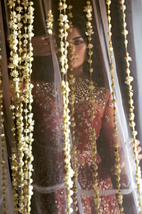 Akbar Aslam Embroidered Net Suit Marjaan