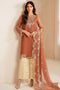 Farasha Embroidered Chiffon Suit Warm Saffron