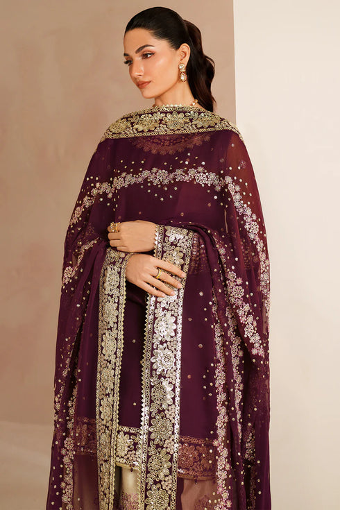 Farasha Embroidered Chiffon Suit Maple Glow
