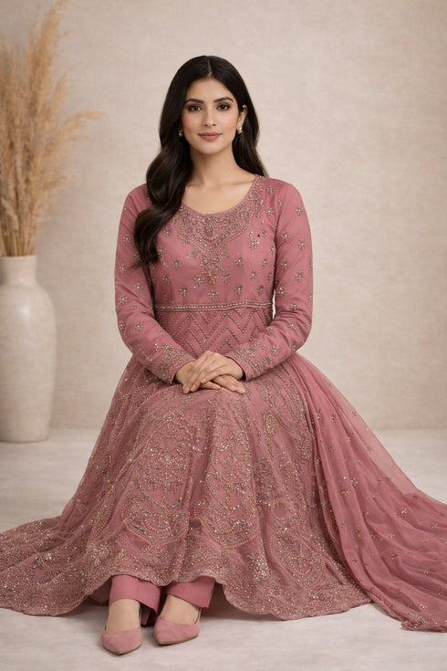 Baba Posh Embroidered Chiffon Maxi Suit with Sequins & Stone Work BP-03