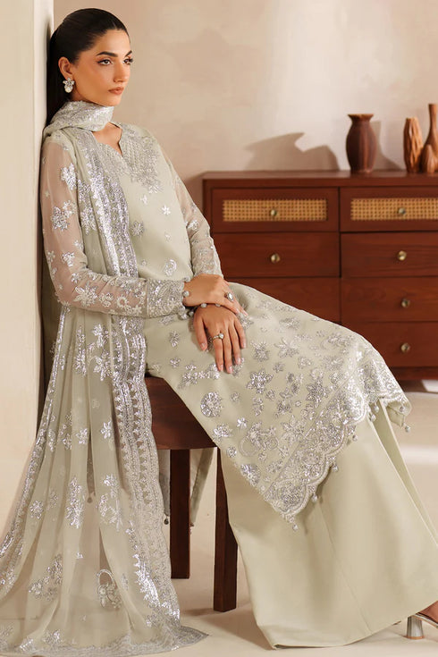 Farasha Embroidered Chiffon Suit Crystal Dew