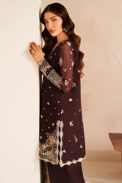 Farasha Embroidered Chiffon Suit Oak Charm