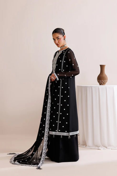 Farasha Embroidered Chiffon Suit Dark Mirage
