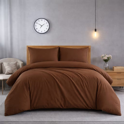 4 Piece Microfibre Duvet Cover Set – Plain Ultra Soft Bedding with Pillowcases Single Double King Super King