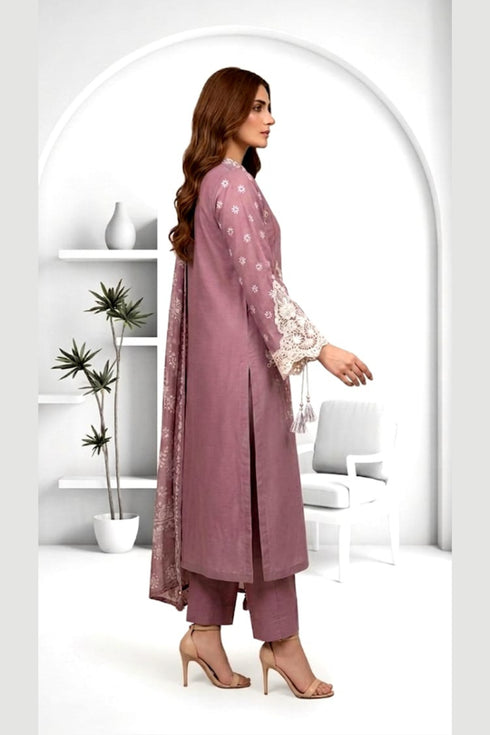 Attire Designer Embroidered Linen 3PC Suit AD-22