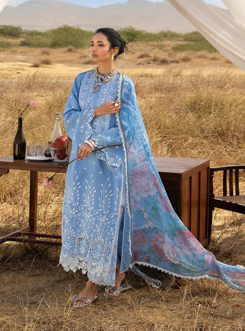 Zainab Chotani Embroidered Jacquard Suit Azule 05