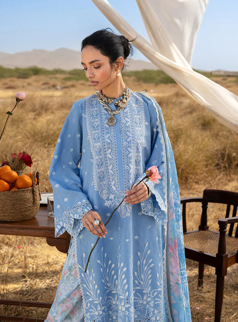 Zainab Chotani Embroidered Jacquard Suit Azule 05