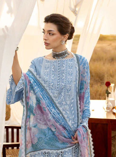 Zainab Chotani Embroidered Jacquard Suit Azule 05