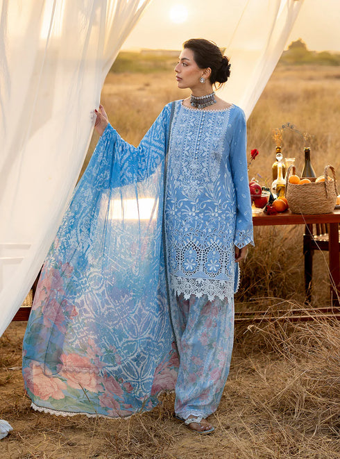 Zainab Chotani Embroidered Jacquard Suit Azule 05