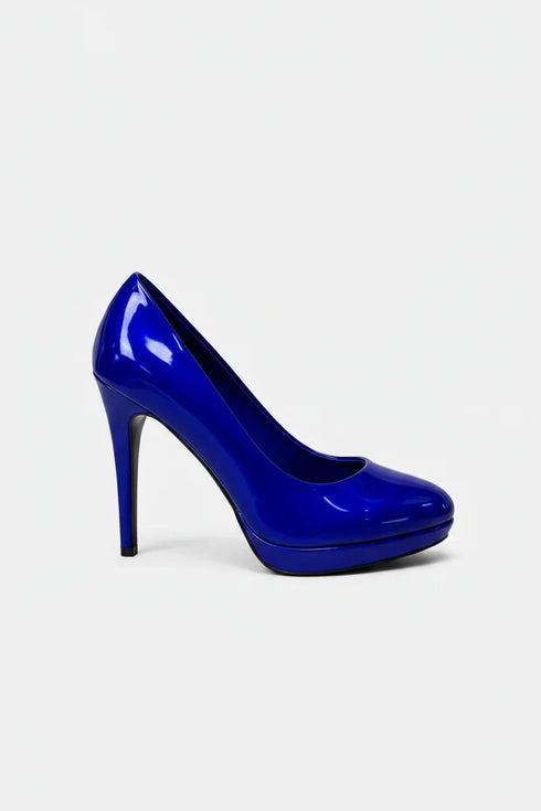 Royal Blue Patent Stiletto Heel Court Shoes for Formal & Party Wear – BS-12925
