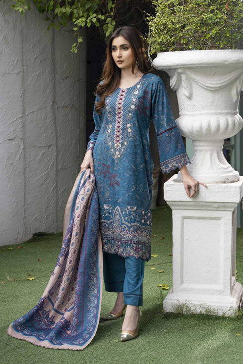 Soni Embroidered Dhanak 3 Piece Suit SD-17