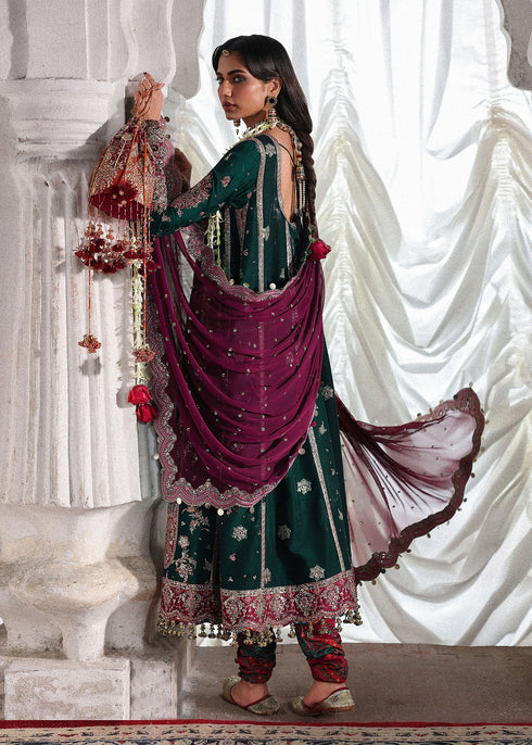 Hussain Rehar Embroidered Korean Raw Silk Suit Morni