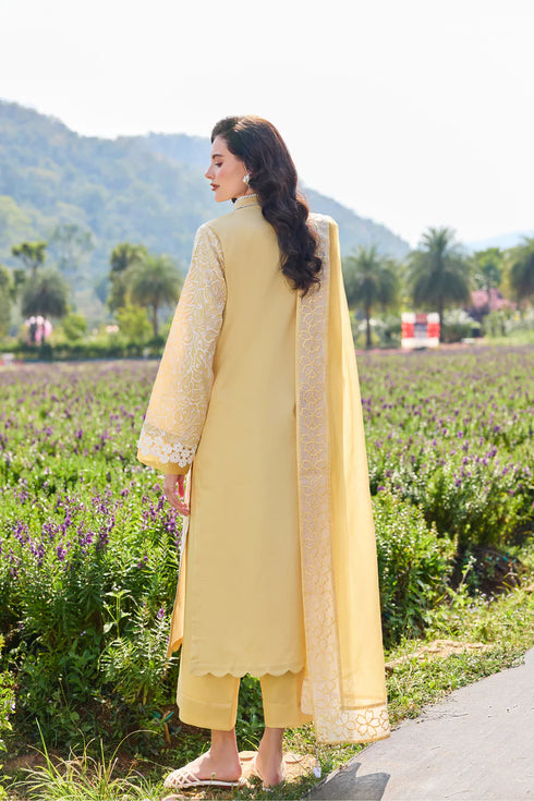 Farasha Embroidered Lawn 3 Piece suit Yellow Daffodil