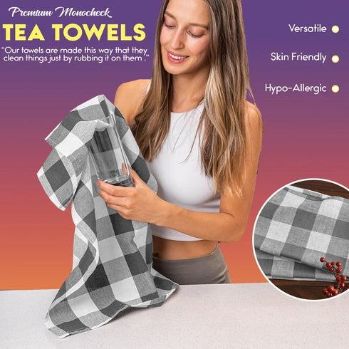Tea Towels Egyptian Cotton, Super Absorbent Kitchen Towels, 40 x 70CM