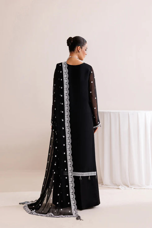 Farasha Embroidered Chiffon Suit Dark Mirage