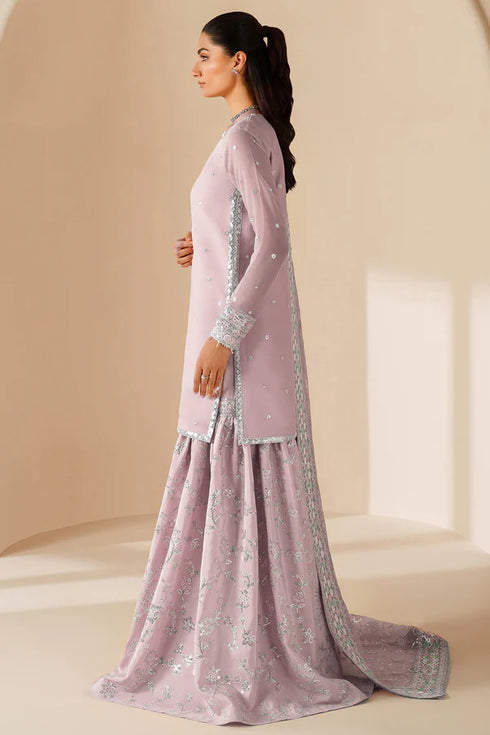 Farasha Embroidered Chiffon Suit Mauve Blush