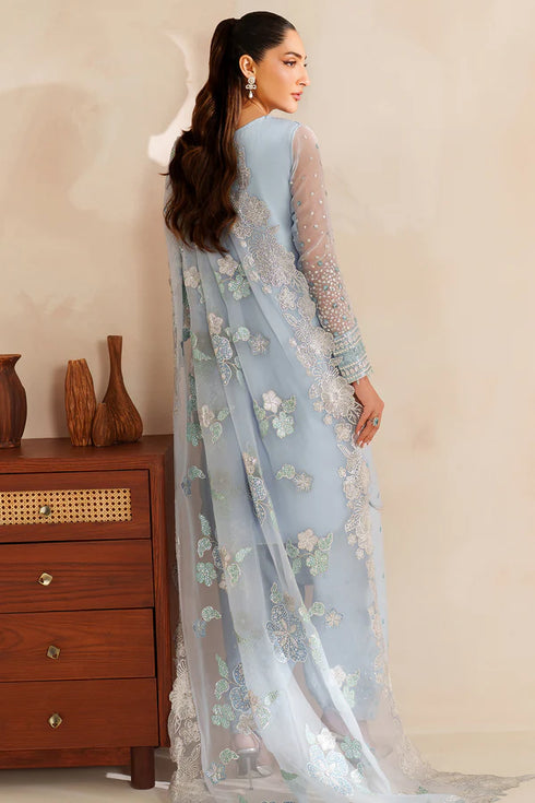 Farasha Embroidered Chiffon Suit Frosted Mist