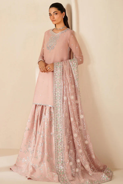Farasha Embroidered Chiffon Suit Serene Petal