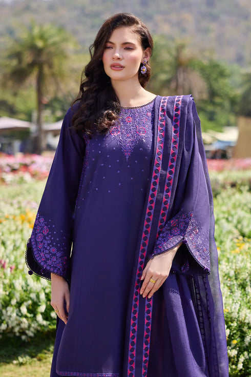 Farasha Embroidered Lawn 3 Piece Suit Serene Sky