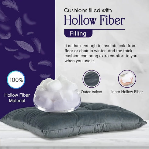 Velvet Seat Pad for Armchairs 40x40 with Ties Thick Armchair Pad