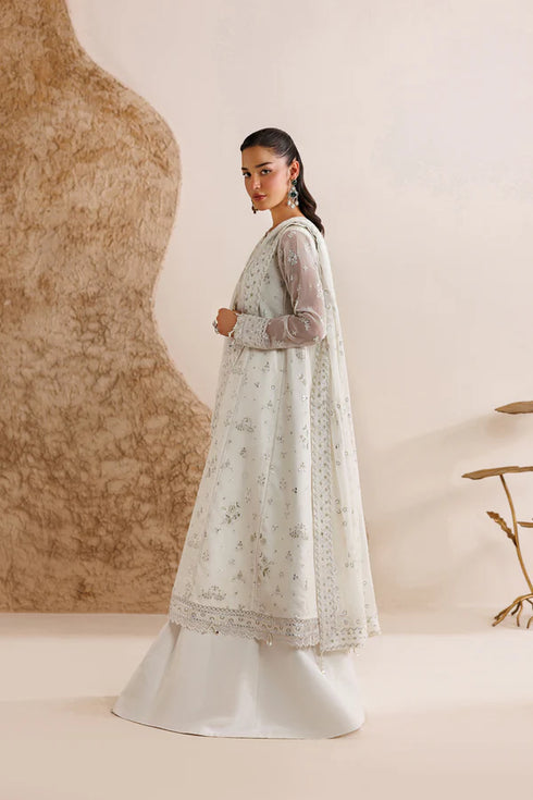 Farasha Embroidered Chiffon Suit Alpine White
