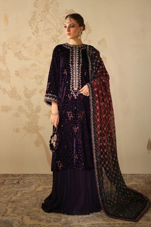 Barqoue Embroidered Velvet Suit UF-4319