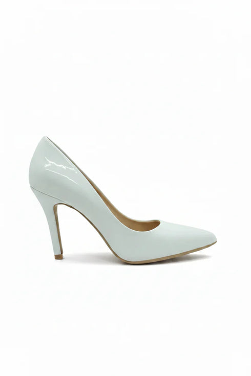 Women's Pointy Toe Court Shoes White Patent Stiletto Heel Formal Elegant G-924