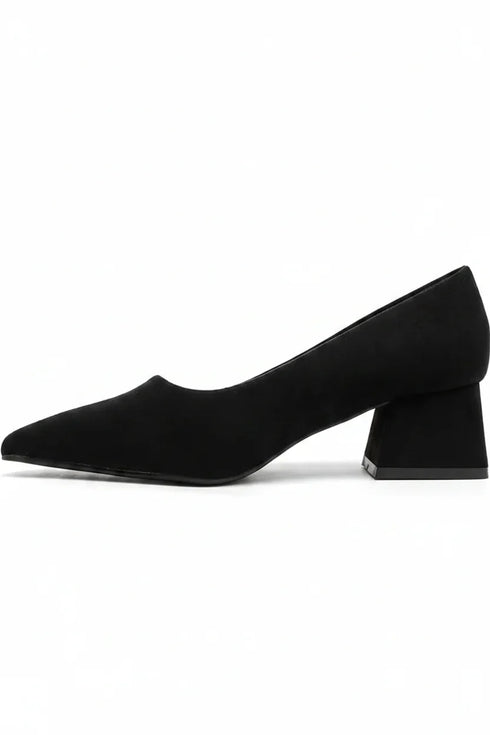 Women's Black Block Heel Court Shoes G-225-3