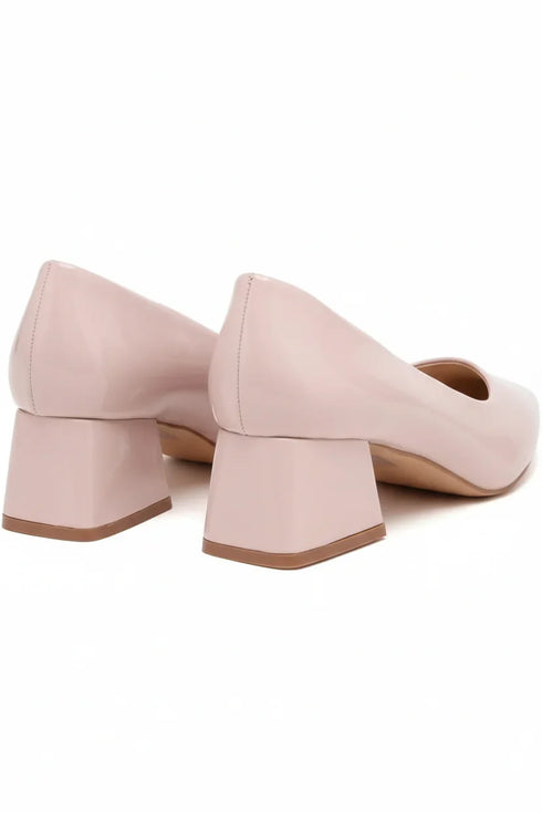 Women's Pink Block Heel Court Shoes G-225-5