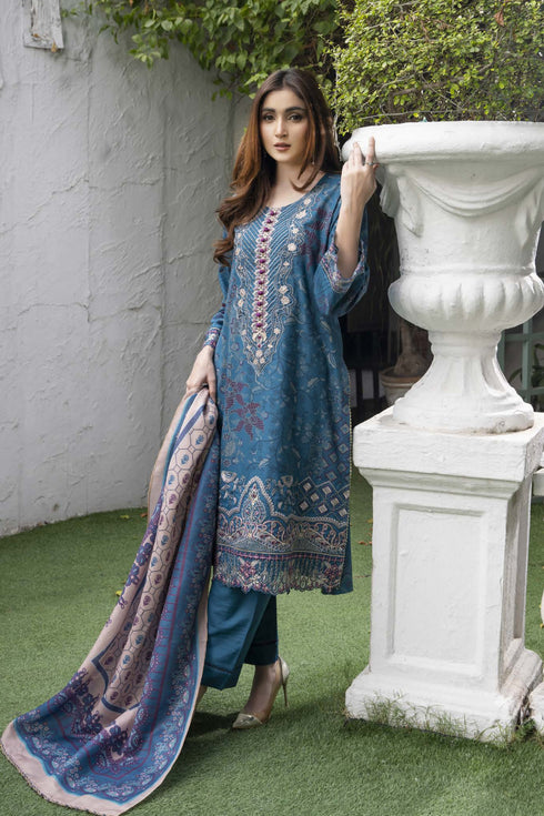 Soni Embroidered Dhanak 3 Piece Suit SD-17