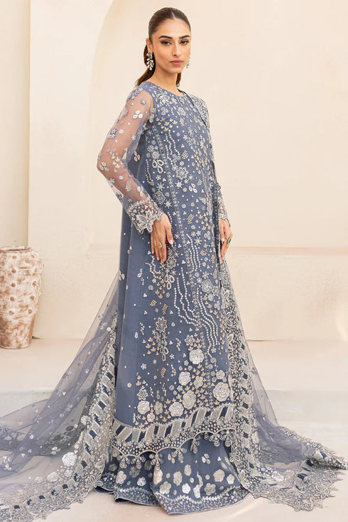 Farasha Embroidered Net Suit Dusky Shadow