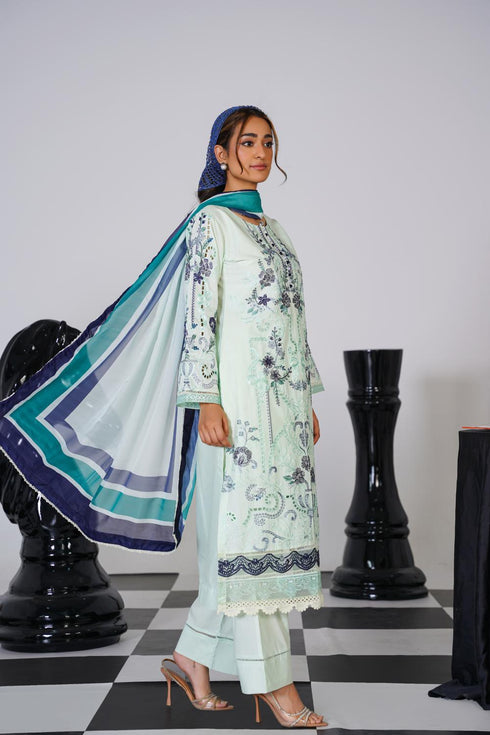 Attire Designer Embroidered Cotton Lawn 3PC Suit AD-13
