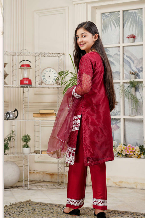 Lush Me & Mummy Embroidered Organza 3 Piece Suit L-135