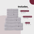 Soft and Premium Egyptian Cotton Towels - 500 GSM Silver, Set of 8