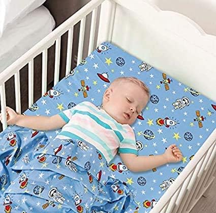 Cot Bed Sheets Super Soft Breathable Polycotton Fitted Sheet - Space Blue