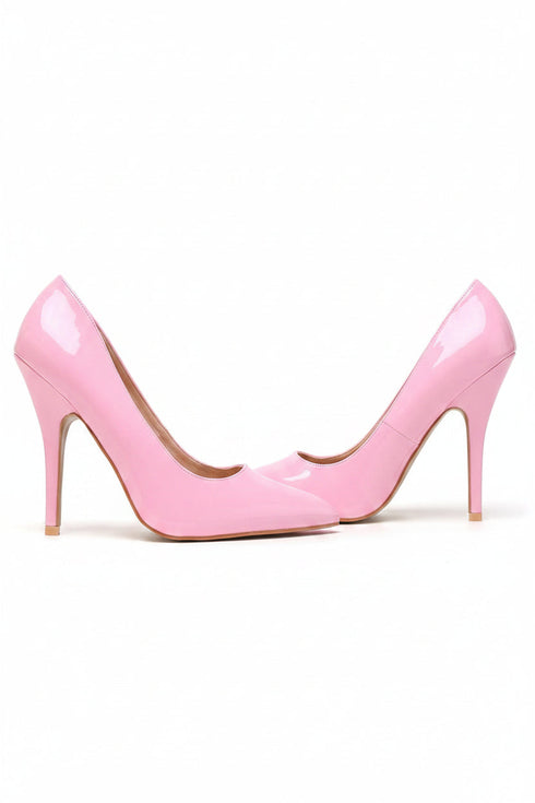 Pointy Toe Court Shoes Pink Patent Stiletto Heel Formal Elegant G-924
