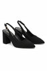 Women's Black Block Heel Slingback Court Shoes G-285-3