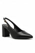 Women's Black Block Heel Slingback Court Shoes G-285-1