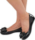 Womens Black Patent Jelly Ballet Flats with Bow – Ladies Comfy Slip-On Shoes Casual Wear Every-Day Jelly Ballerina Pumps