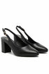 Women's Black Block Heel Slingback Court Shoes G-285-1