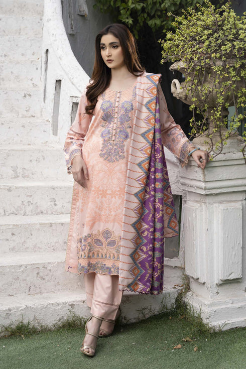 Soni Embroidered Dhanak 3 Piece Suit SD-18