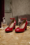 Red Patent Ankle Strap Heel 1829