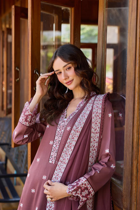 Farasha Embroidered Lawn 3 Piece Suit Velvet Veil